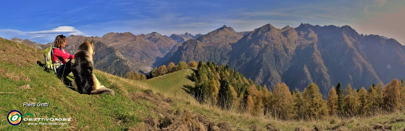 22 Sul sent. 117 spettacolo di cime orobiche e di larici colorati d'autunno.JPG